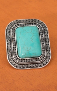 Cindy Smith® Silver with Turquoise Rectangle Stretch Ring