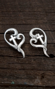 Montana Silversmiths® A Heart Open to Faith Post Earrings