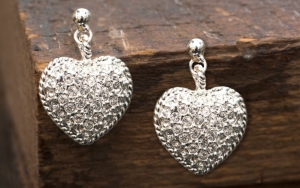 Montana Silversmiths® Puffy Pave Heart Crystal Earrings