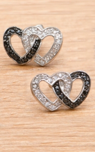 Montana Silversmiths® Double Heart Black & Clear Crystal Earring