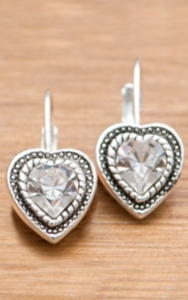 Montana Silversmiths® Silver Heart Clear Crystal Earrings