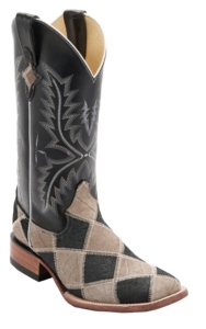 Ferrini® Men's Grey/Black Caiman Print Patchwork w/Black Top Double Welt Square Toe Western Boots