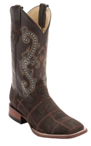 Ferrini® Men's Chocolate Elephant Print Patchwork w/Chocolate Top Double Welt Square Toe Western Boots