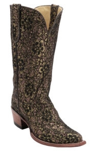Ferrini® Ladies Gold/Copper/Black Metallic Lace Rockstar Snip Toe Western Boots