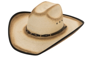 Cavenders® 20X Burnt Black Bound Edge with Crosses Palm Leaf Cowboy Hat