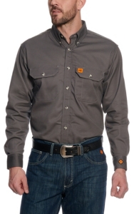 RIGGS® by Wrangler® Mens Grey Flame Resistant Work Shirt - Big