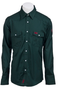 Wrangler® Mens Flame Resistant Green Workshirt