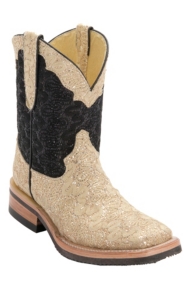 Ferrini® Ladies Gold/Cream w/Black Top Metallic Lace Cowgirl Cool Double Welt Square Toe Western Boots