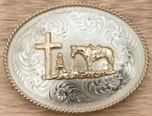 Montana Silversmiths® German Silver Large Oval Christian Cowboy