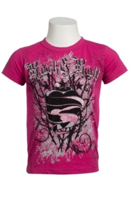 Rock & Roll Cowgirl® Girls' Hot Pink Thorn Heart Logo Short Sleeve Tee