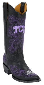 Gameday® Women's Texas Christian University Distressed Black Embroidered Snip Toe Western Boots