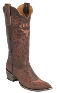 Gameday® Women's University of Texas Distressed Brown Embroidered Snip Toe Western Boots