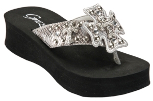Grazie® Ladies Lavida Black with Pewter Silver Celtic Cross Studs Flip Flops