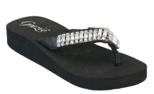Grazie® Ladies Pizazz Black with Bling Flip Flops