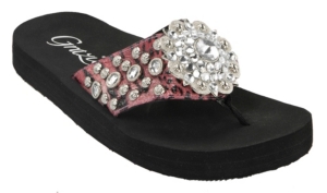 ... Flame Prink Zebra  Cheeta Print w Concho Rhinestone Flip Flops