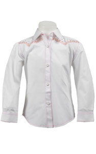 Rock 47™ by Wrangler® Girls White w/ Embroidery & Studs Long Sleeve Western Shirt