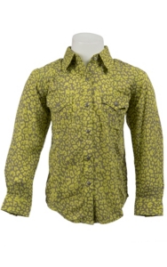 Rock 47™ by Wrangler® Girls Lime & Grey Cheetah Print Long Sleeve Western Shirt