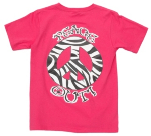 Girlie Girl® Girls Pink Zebra Peace Out Short Sleeve Tee