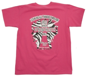 Girlie Girl® Girls Pink with Zebra I Can Do All Things Short Sleeve Tee