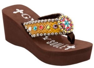 Gypsy Soule® Ladies Gold Funhouse Snake Multi Stones Concho Rhinestone Flip Flops