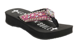 Gypsy Soule® Chiclet™ Pink Multi Crystal w/Concho Flip Flops