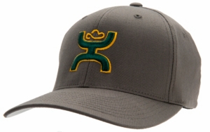 HOOey® Grey Baylor Green & Gold Cowboy Logo Flex Fit Cap