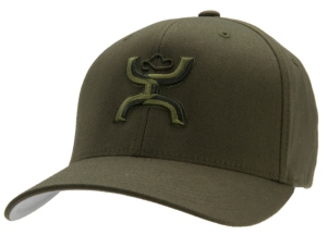 HOOey® Natural Green Two Tone Cowboy Logo Flex Fit Cap