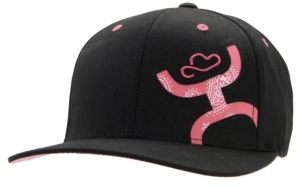 HOOey® Black with Pink Paisley Logo Flat Bill Flex Fit Cap