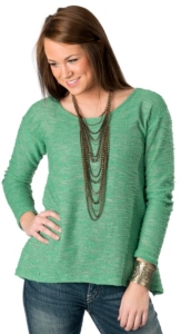 Vintage Havana® Women's Mint Green Open Back Long Sleeve Sweater