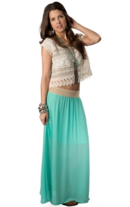 Karlie® Women's Mint Sheer Long Maxi Skirt