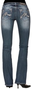 Miss Me® Womens Stitched M Open Pocket Boot Cut Jean
