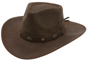 Cavender's® Brown Oilskin w/ Scalloped Band Aussie Hat