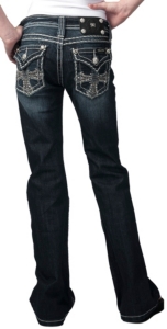 Miss Me® Girls Crystals & Studded Cross Flap Pocket Boot Cut Jean