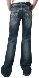 Miss Me® Girls Winged Cross w/ Crystals & Studs Open Pocket Boot Cut Jean