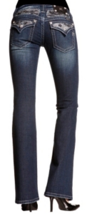 Miss Me® Ladies Medium Wash Bliny Bling Rhinestone Flap Pocket Boot Cut Jean