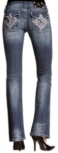 Miss Me® Ladies Medium Wash Embroidered Swirl Cross Boot Cut Jeans