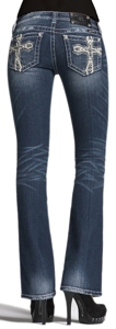 Miss Me® Ladies Garden Leather Cross Boot Cut Jean - Extended Sizes