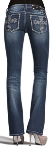 Miss Me® Ladies Garden Cross w/ Crystals & Studs Boot Cut Jean