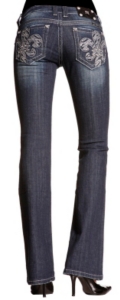 Miss Me® Ladies Dark Wash Zebra Fleur De Lis w/ Crystals Boot Cut Jean - Extended Sizes