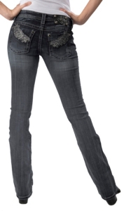 Miss Me® Women's Medium Wash French Peacock Feather Open Pocket Boot Cut Jean - Extended Sizes