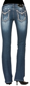 Miss Me® Womens White Swirl Outline Flap Pocket Boot Cut Jean