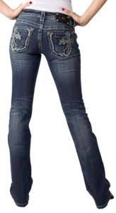 Miss Me® Ladies Fancy Cross Embroidery with Studs and Crystals Boot Cut Jean