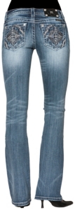 Miss Me® Women's Diamond Aztec Open Pocket Boot Cut Jeans
