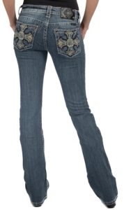 Miss Me® Women's Light Wash 60's Psychedelic Cross Boot Cut Jean - Extended Sizes