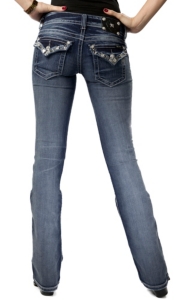 Miss Me® Womens Crystal Edge Flap Pocket Boot Cut Jean