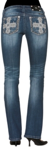 Miss Me® Women's Large Cross Open Pocket Boot Cut Jean