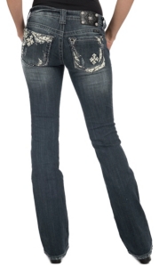 Miss Me® Women's Light Wash w/ White Leather Cross Boot Cut Jean - Extended Sizes