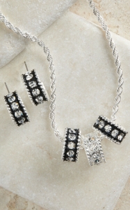 Montana Silversmiths® Silver with Black Crystal Shine Necklace & Earrings Jewelry Set