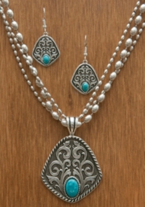 Montana Silversmiths® Antiqued Silver Filigree and Turquoise Jewelry Set