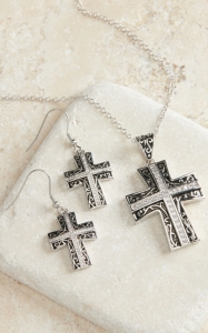 Montana Silversmiths® Silver Cross Scroll Engrave Jewelry Set